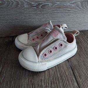 Converse Baby Silver Sparkle Slip-On Shoes 5